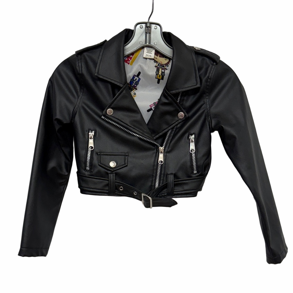 🖤 Harajuku Mini for Target Faux Leather Moto Jacket Girls M 7/8 🖤